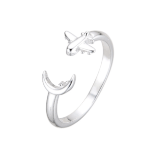 anillo ajustable avión y luna