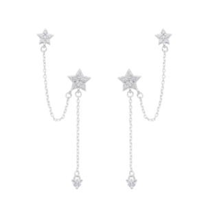 zarcillos dobles luna y estrella