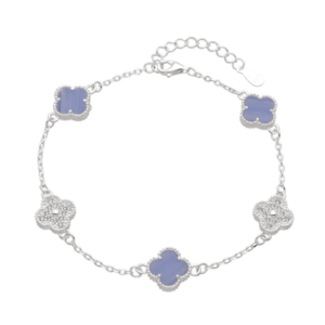 pulseras tréboles lila y blanco