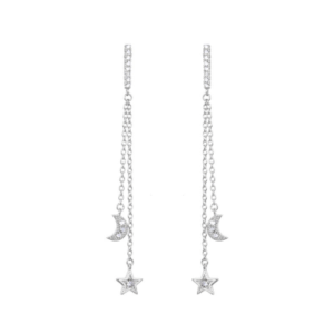 zarcillos largos luna y estrella