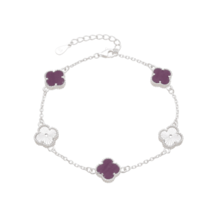 pulsera tréboles lila y blanco