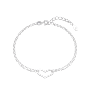 pulsera doble cadena y corazón calado