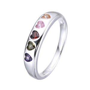 anillo corazones multicolor