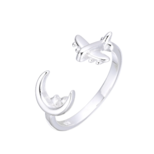 anillo ajustable avión y luna